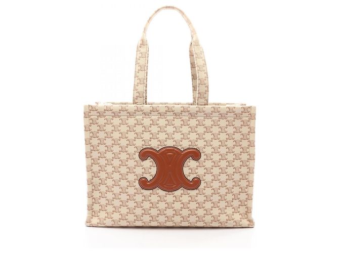 Céline Celine Triomphe Large Cabas Thais Tote Bag Marrom Bege