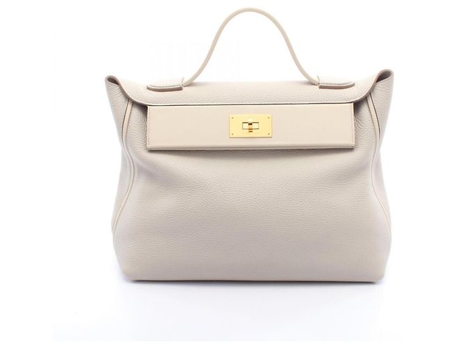 Hermès Bolsa Hermes 24 Vanquatre 35 em Bege e Cinza Marrom