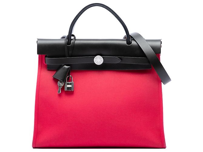 Hermès Pink Toile Herbag Zip 31 Rose