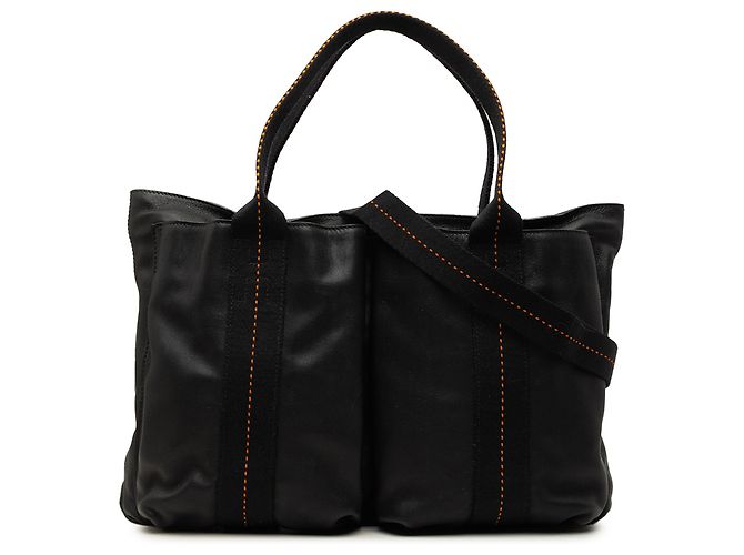 Hermès Black Derma Caravan Horizontal MM Preto