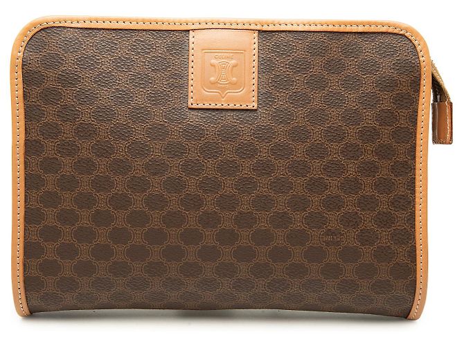 Céline Pochette Celine Brown Macadam Coated Canvas Marron