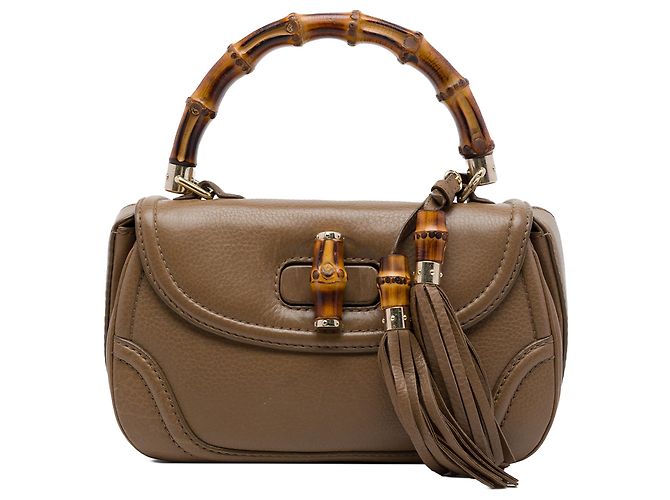 Bolsa New Bamboo Gucci em couro de bezerro marrom tamanho Medium