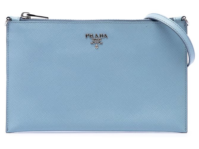 Bolsa de Ombro Prada Blue Saffiano Azul Azul claro