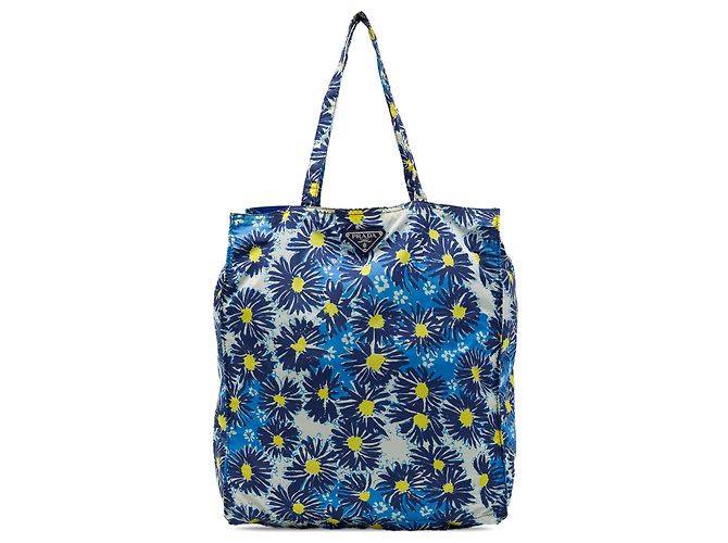 Tote Sac cabas Prada Blue Tessuto Stampato Floral Bleu