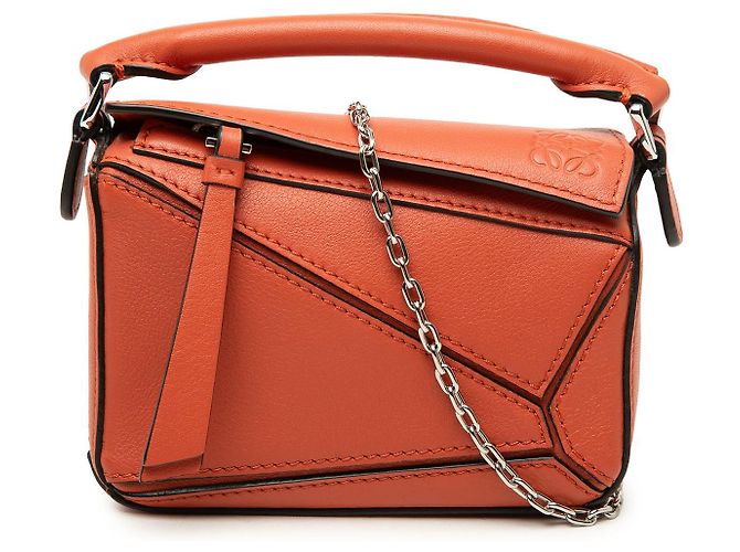 Bolsa Puzzle Nano LOEWE em pele de vitelo laranja