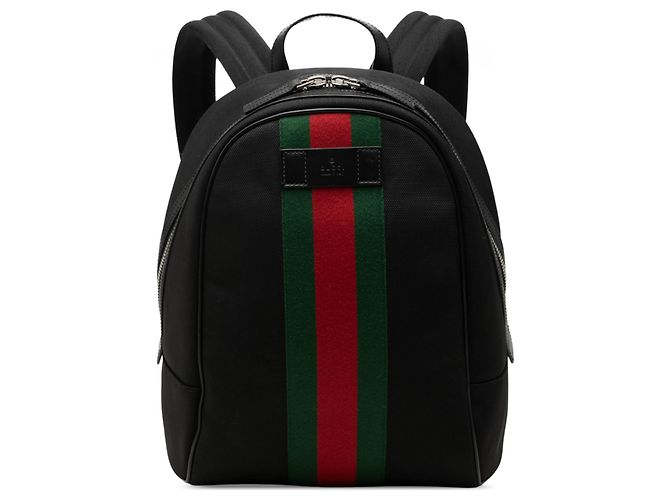 Mochila Gucci em Techno Canvas preto com banda Web