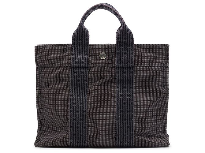 Hermès Gray Canvas Herline PM Marron