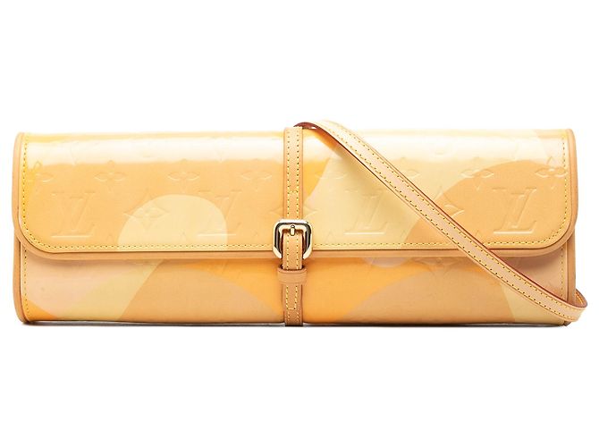 Louis Vuitton Yellow Monogram Vernis Fleurs Pochette Jaune