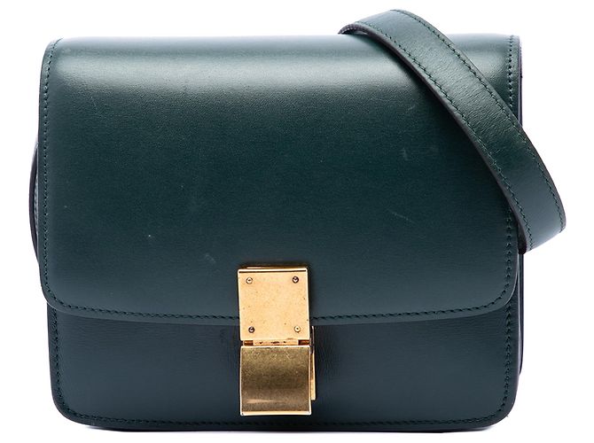 Céline Celine Green Small Calfskin Classic Box Vert Vert foncé