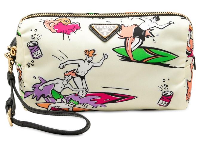 Neceser Prada en Tessuto Stampato Surf blanco Crudo