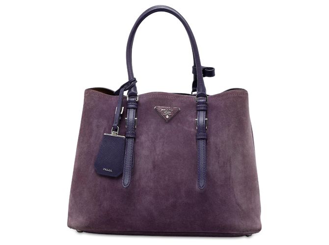 Prada Purple Medium Scamosciato Double Handle Tote Dark purple