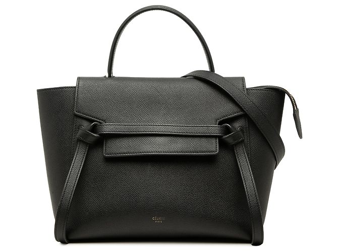 Belt Bag Céline Bolsa de cintura Celine em couro de bezerro micro-grão preto
