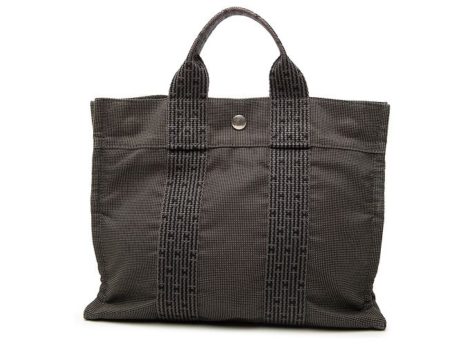 Hermès Gray Canvas Herline PM Marrom Cinza antracite