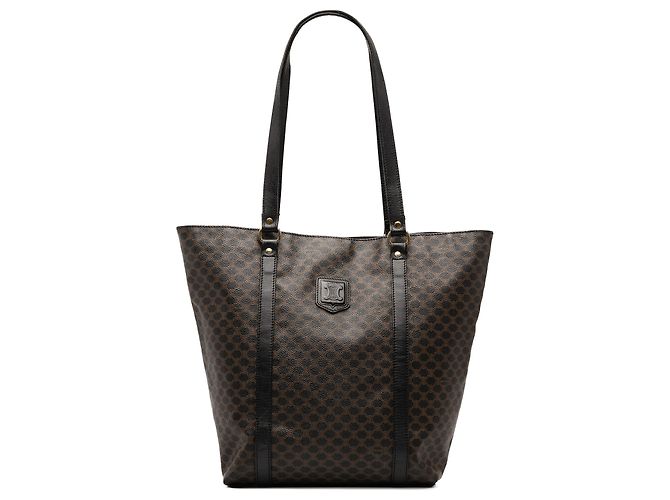 Céline Tote Celine Brown Macadam Coated Canvas Marrom Castanho escuro