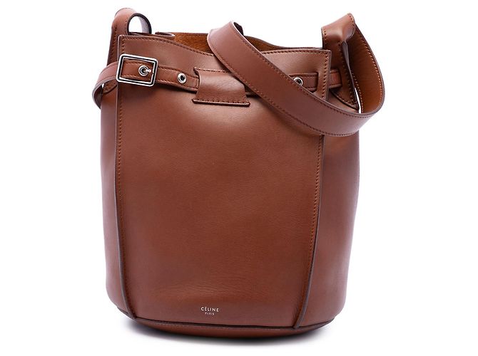 Céline Celine Big Bag Bucket en cuir marron