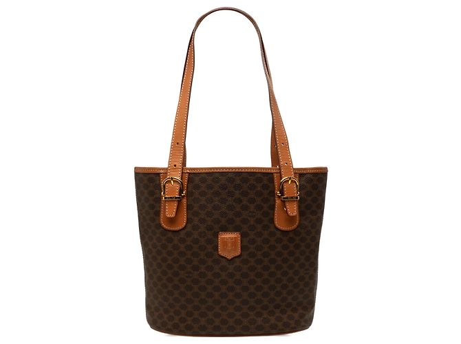 Céline Celine Brown Macadam Coated Canvas Tote