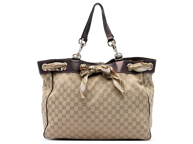 Tote Gucci Positano Large em canvas GG bege