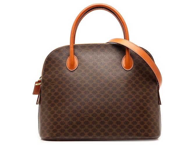 Céline Sac à main Dome Celine en toile enduite Macadam marron