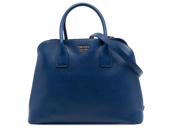 Sac Dome Prada en cuir Saffiano bleu