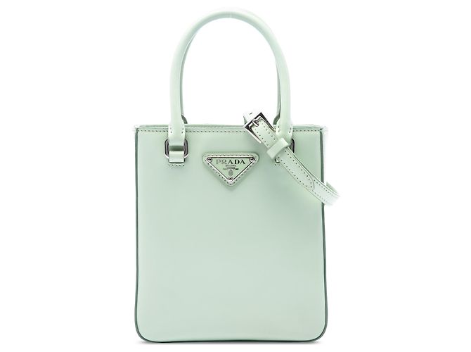 Bolsa Satchel Prada em couro Spazzolato verde Small