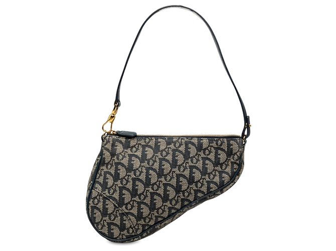 Pochette Saddle Diorissimo Mini en toile bleue Dior Bleu Marine