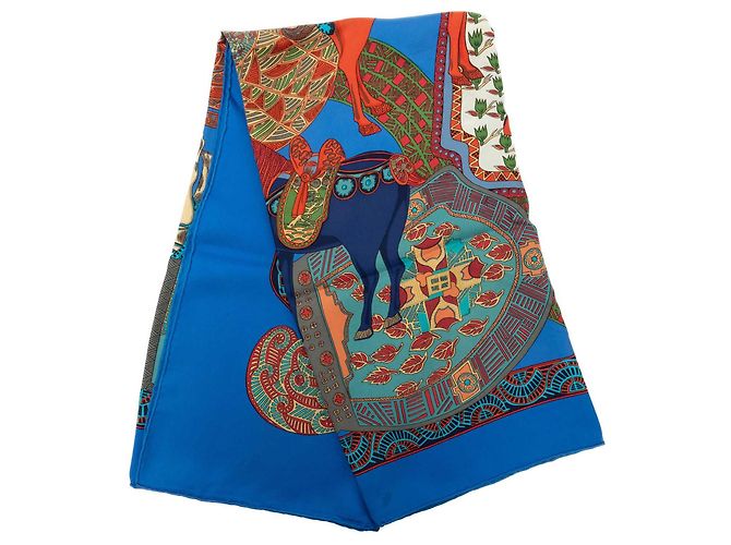 Foulard di seta Hermès Blue Art des Steppes 90