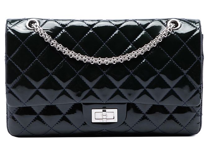 Chanel Blue Quilted Patent Reissue 2.55 Double Flap 227