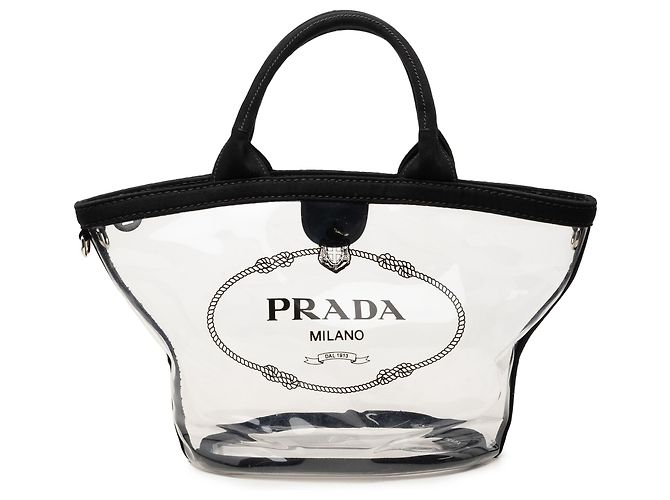 Borsa Tote Prada in PVC Canapa Nero con Logo