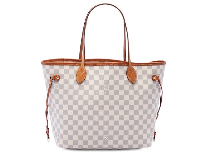 Louis Vuitton White Damier Azur Neverfull MM Blanc