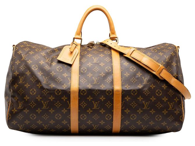 Louis Vuitton Brown Monogram Keepall Bandouliere 55 Braun