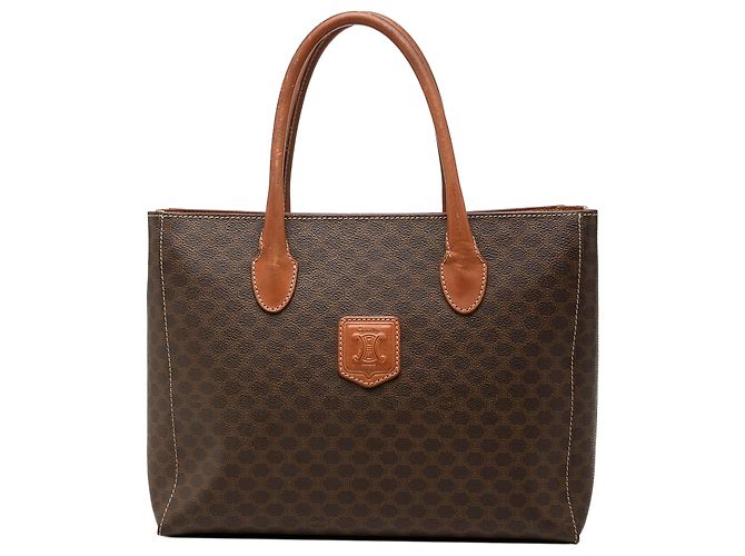 Céline Celine Brown Macadam Coated Canvas Tote