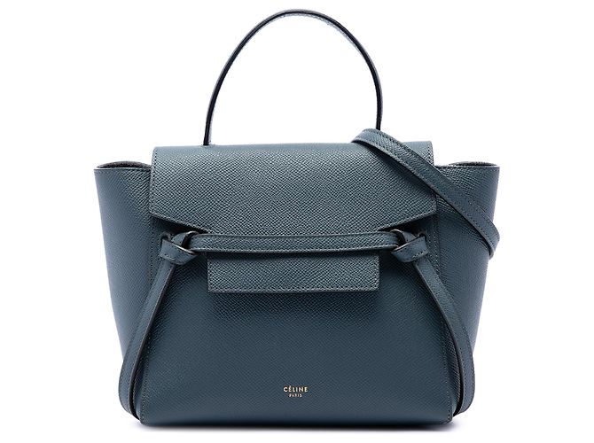 Belt Bag Céline Bolsa de Cintura Celine Nano em Pele de Bezerro Grão Azul