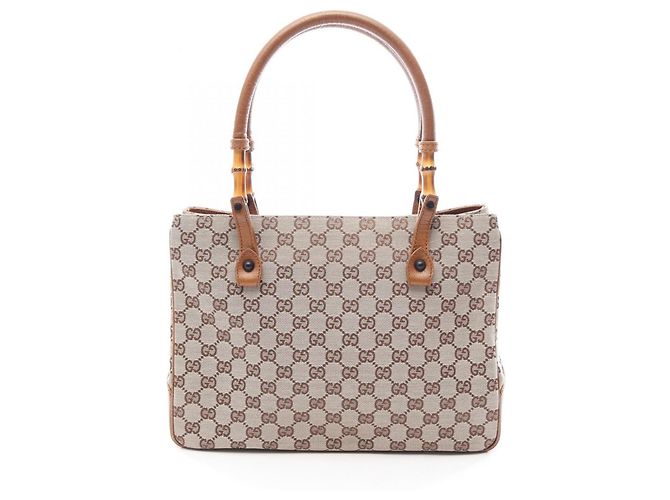 Sac cabas Gucci Bamboo GG Canvas Marron Beige