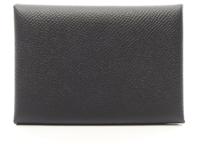 Hermès Hermes Calvi Duo Geldbörse/Münzbeutel Schwarz