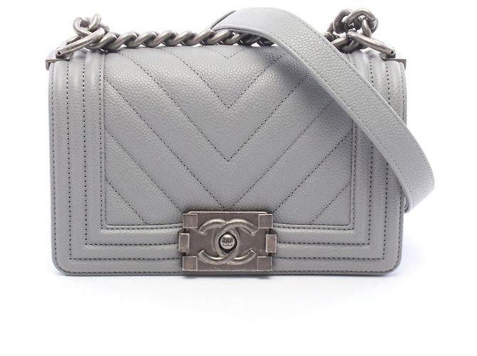 Sac à épaule Chanel Boy Small en gris Marron