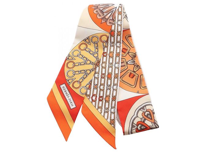 Hermès Pañuelo de seda Hermes Twilly Kaleidoscope Effect Blanco Multicolor