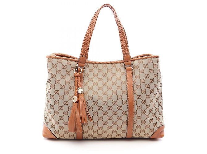 Saco Tote Gucci Marrakech GG Canvas Marrom Bege