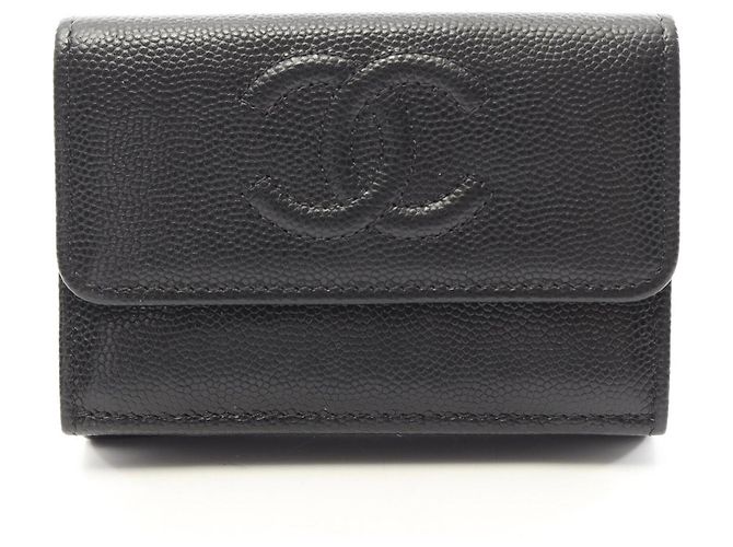 Chanel Coco Mark Small Flap Tri-fold Wallet Black