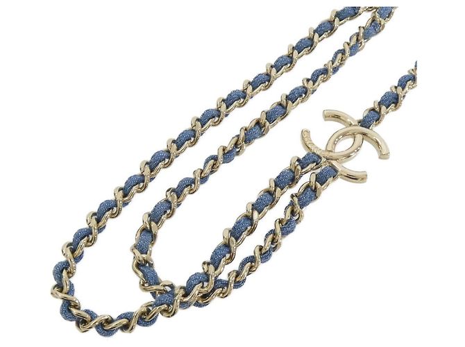Colar Chanel ABF163 Azul Dourado
