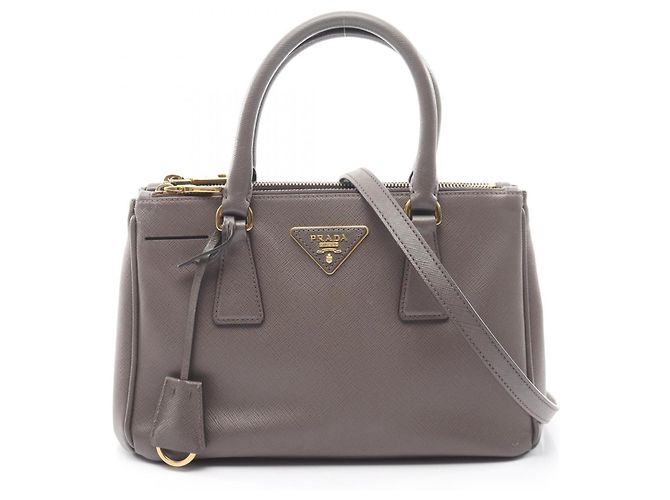 Bolsa 2-Way Prada Saffiano Lux Galleria - Gray Marrom