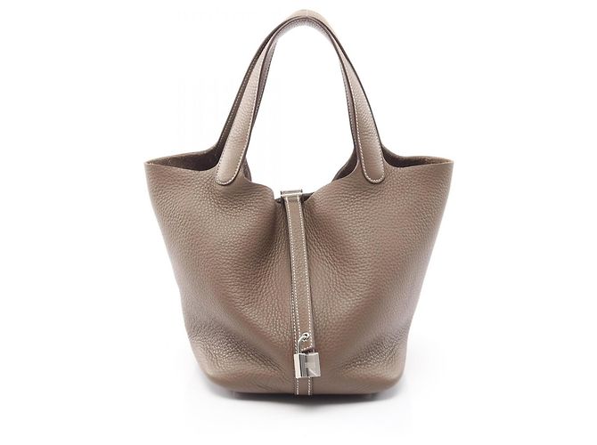 Hermès Sac à main Hermes Picotin Lock MM en Gray Marron