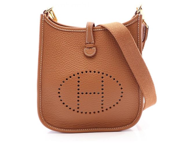 Hermès Bolsa de ombro Hermes Evelyne TPM Amazon Gold Marrom