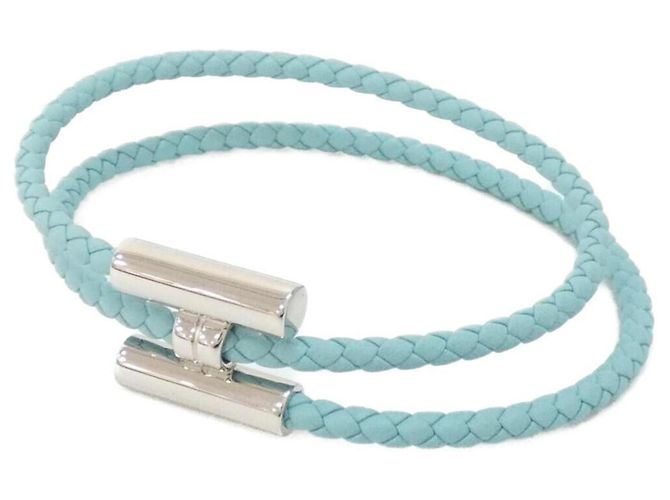 Hermès Hermes Tourni Tresse Blue Atoll Charm Armband Blau