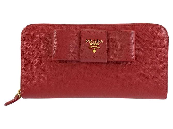 Prada Saffiano Ribbon Langbörse Rot