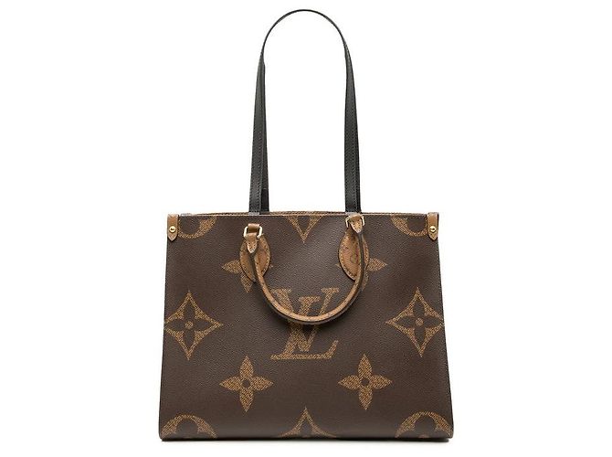 Sac à main Louis Vuitton On The Go MM Monogram Giant Reverse Marron