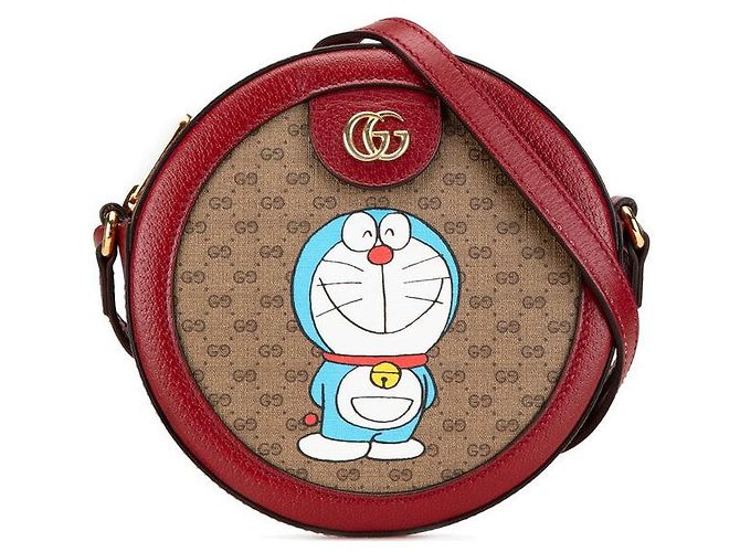 Borsa a tracolla Gucci Doraemon Mini GG Supreme Marrone Beige