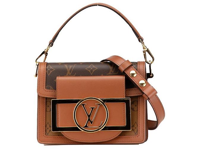 Bolsa de mão 2WAY Louis Vuitton Monogram Dauphine Lock XL Marrom