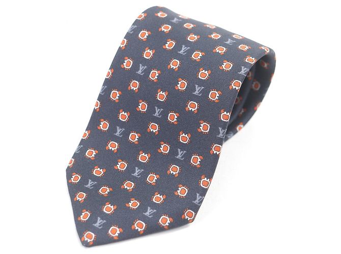 Louis Vuitton Cravate Monogram Club Silk Tie Blu Blu navy