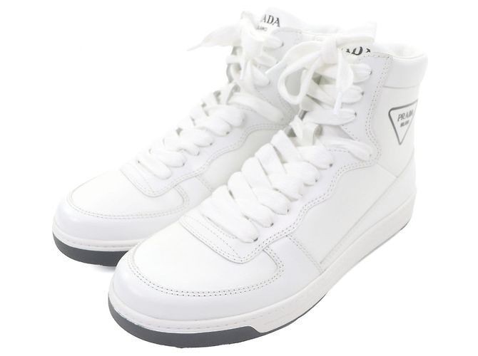 Prada 1T638M High Cut Sneaker aus Leder Weiß