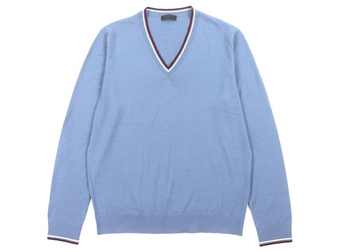 Jersey de punto de lana y seda Prada Azul
